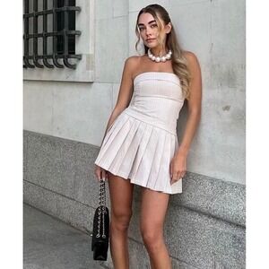 Commense Pinstripe Pleat‎ Tube Short Dress size M/6